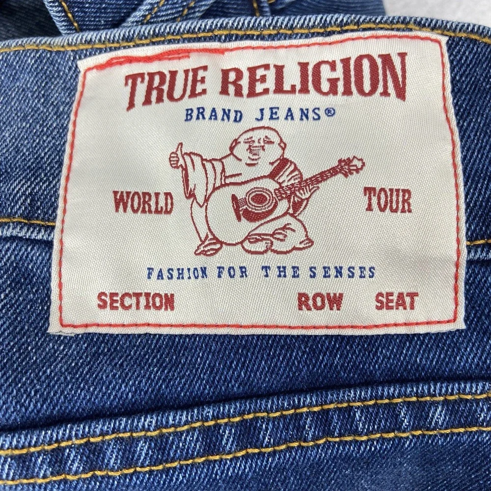 True Religion Geno Jeans Men's 34x32 Blue Relaxed Slim Row Seat Stretch New